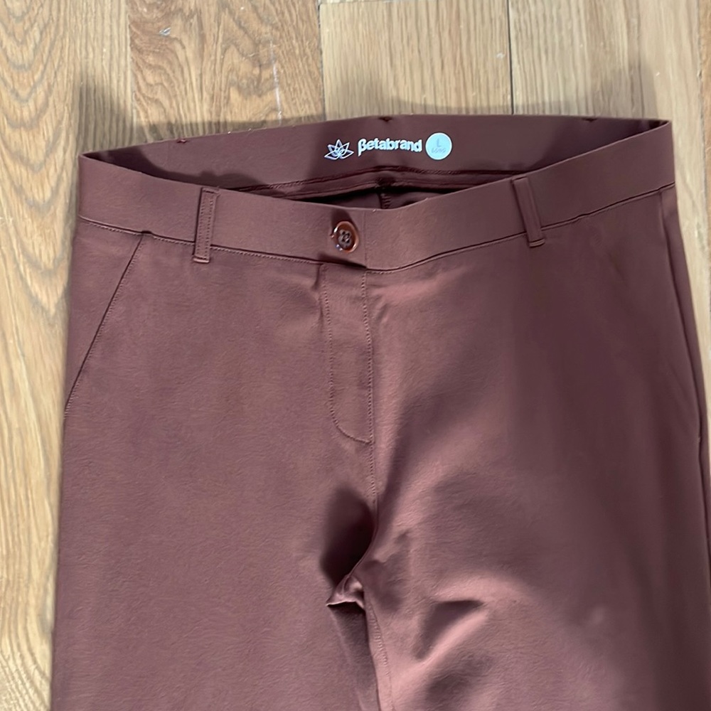 Betabrand Large Long brown yoga dress pants inseam 33